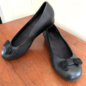 Vionic Lydia Low Wedge Shoes Black Shoes Bows Ballerina Sz US 6 EU 37